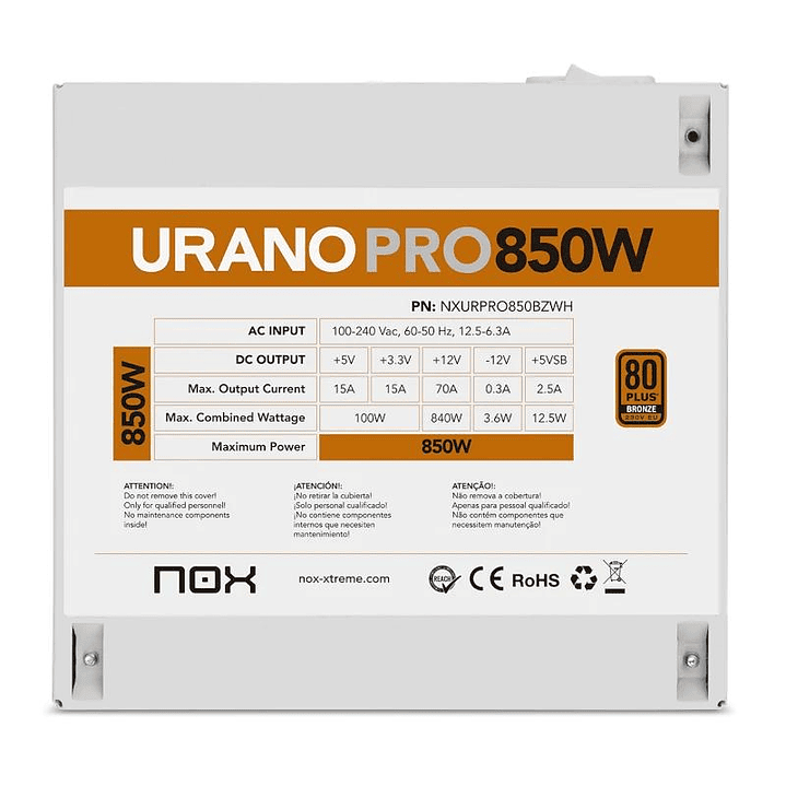 NOX Fuente ATX Urano PRO 850W Bronze Blanco 4
