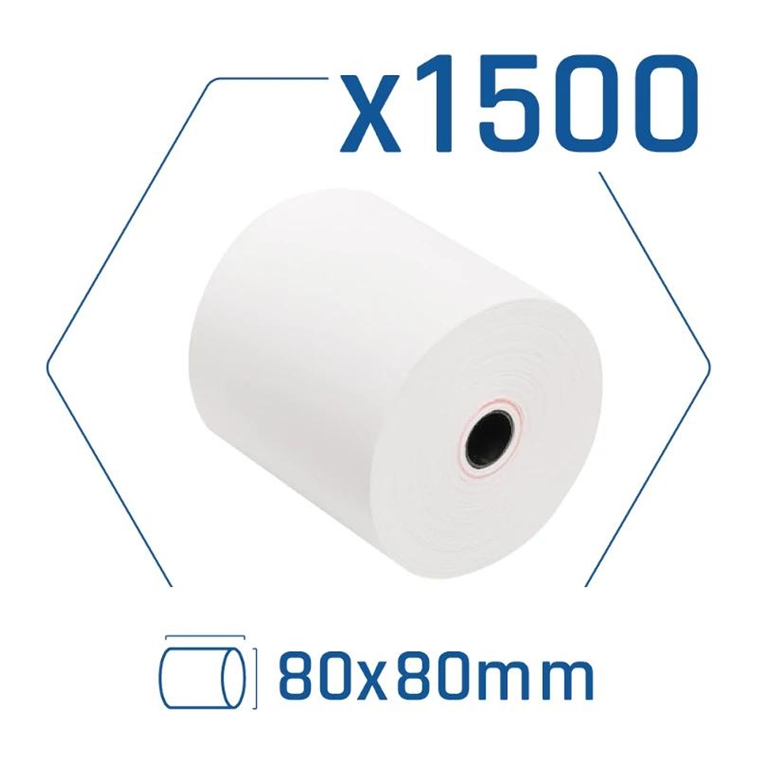 Pack 1500 rollos papel térmico sin BPA 80x80mm 1