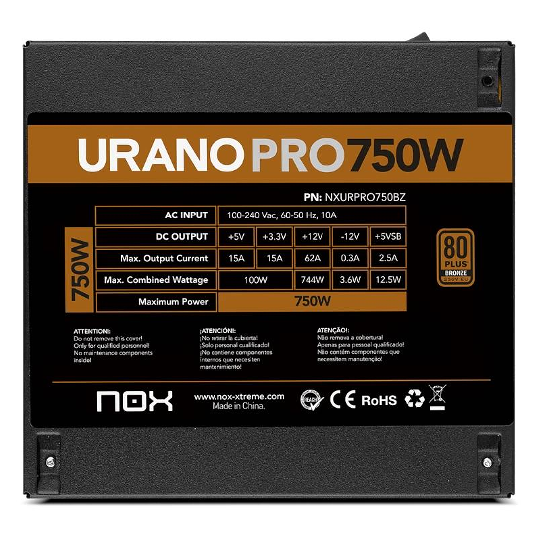 NOX Fuente ATX Urano PRO 750W Bronze 4