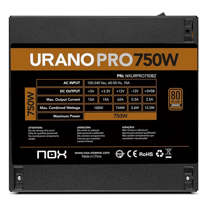 NOX Fuente ATX Urano PRO 750W Bronze 4