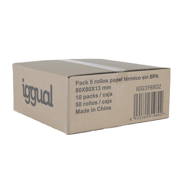 iggual Caja 50 rollos papel térmico sin BPA 80x80 3