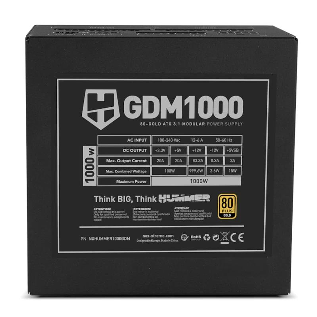 NOX HUMMER GDM1000W Fuente modular ATX3.1 80+GOLD 4