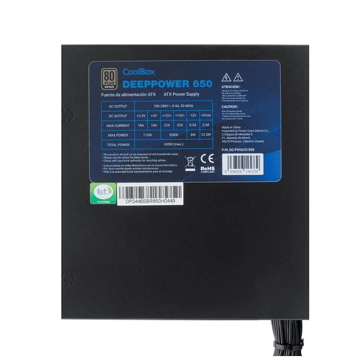 Coolbox Gaming Fuente Al. DeppPower 650w 80+bronze 3
