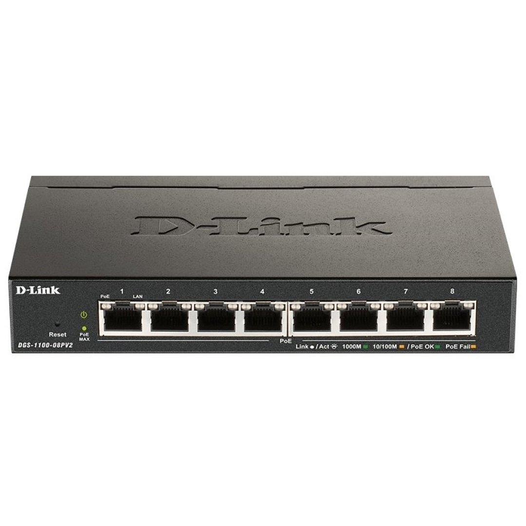 D-Link DGS-1100-08PV2/E 8xGb PoE Switch (64W) 1