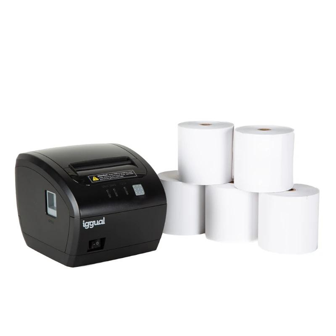 Kit impresora térmica tickets TP7001 + 5 rollos 80 1