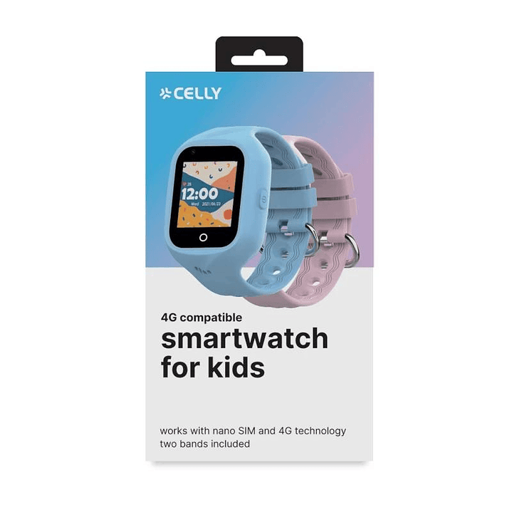 Celly Smartwatch Kids 4G 2 Correas Azul y Rosa 4