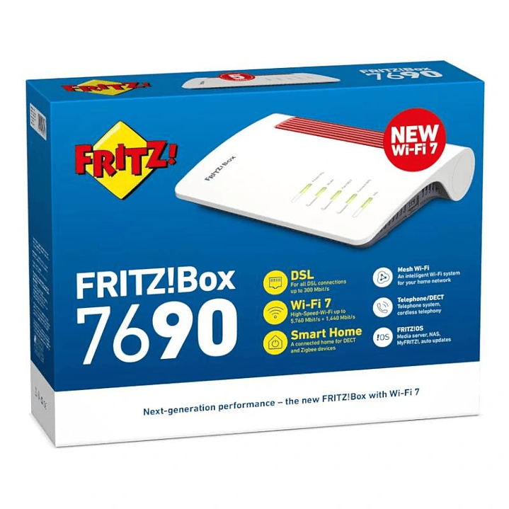 Fritz!Box 7690 Router WiFi7 4x4 Mesh 1x2,5Gb WAN 4