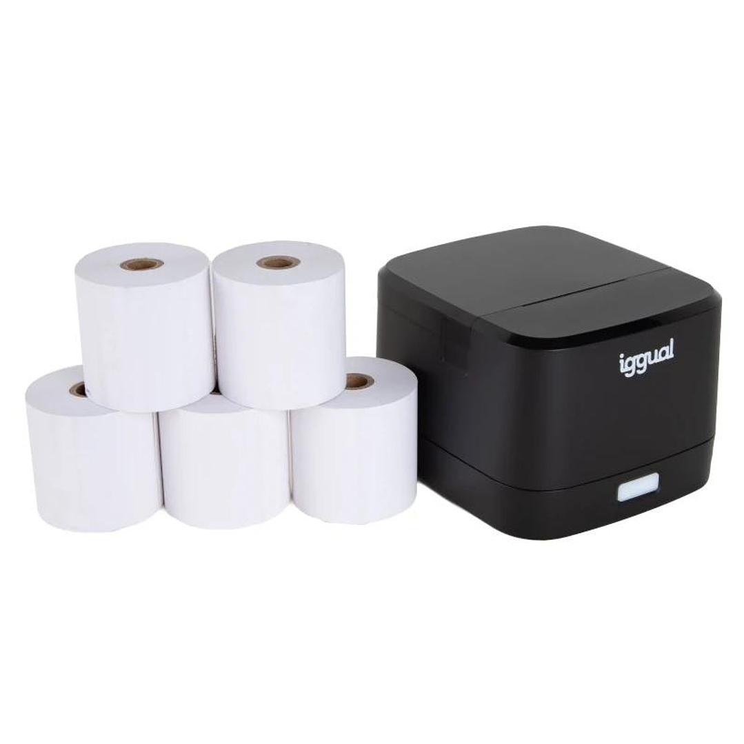 iggual Kit impresora térmica TP EASY 58 + 5 rollos 1
