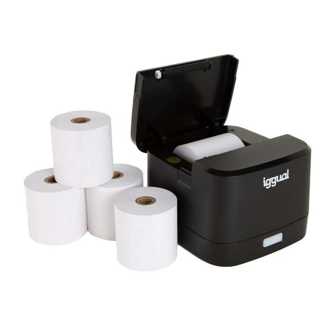 iggual Kit impresora térmica TP EASY 58 + 5 rollos 3