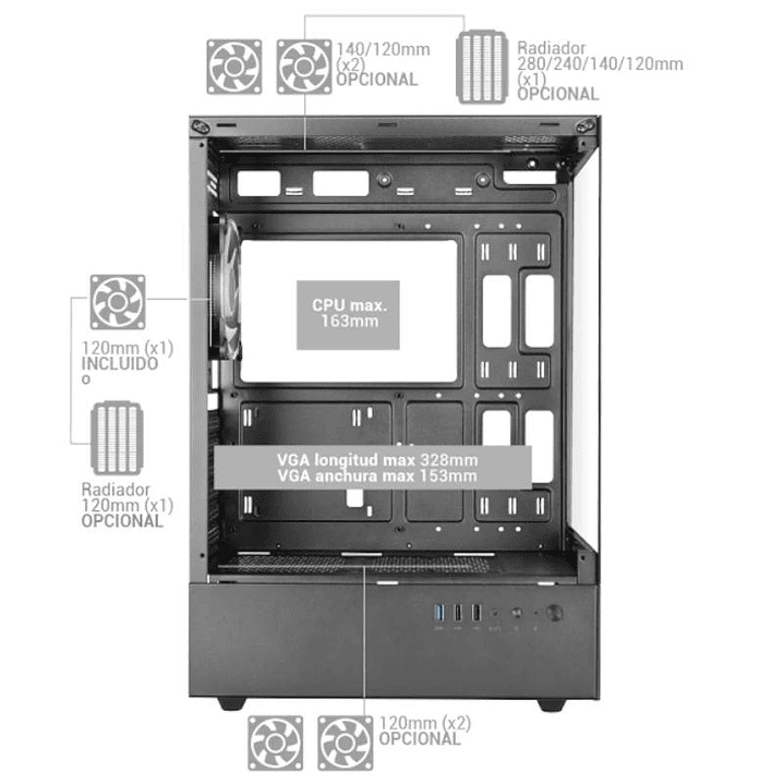 MARS GAMING Caja ATX Ventis FRGB Silence Negro 3