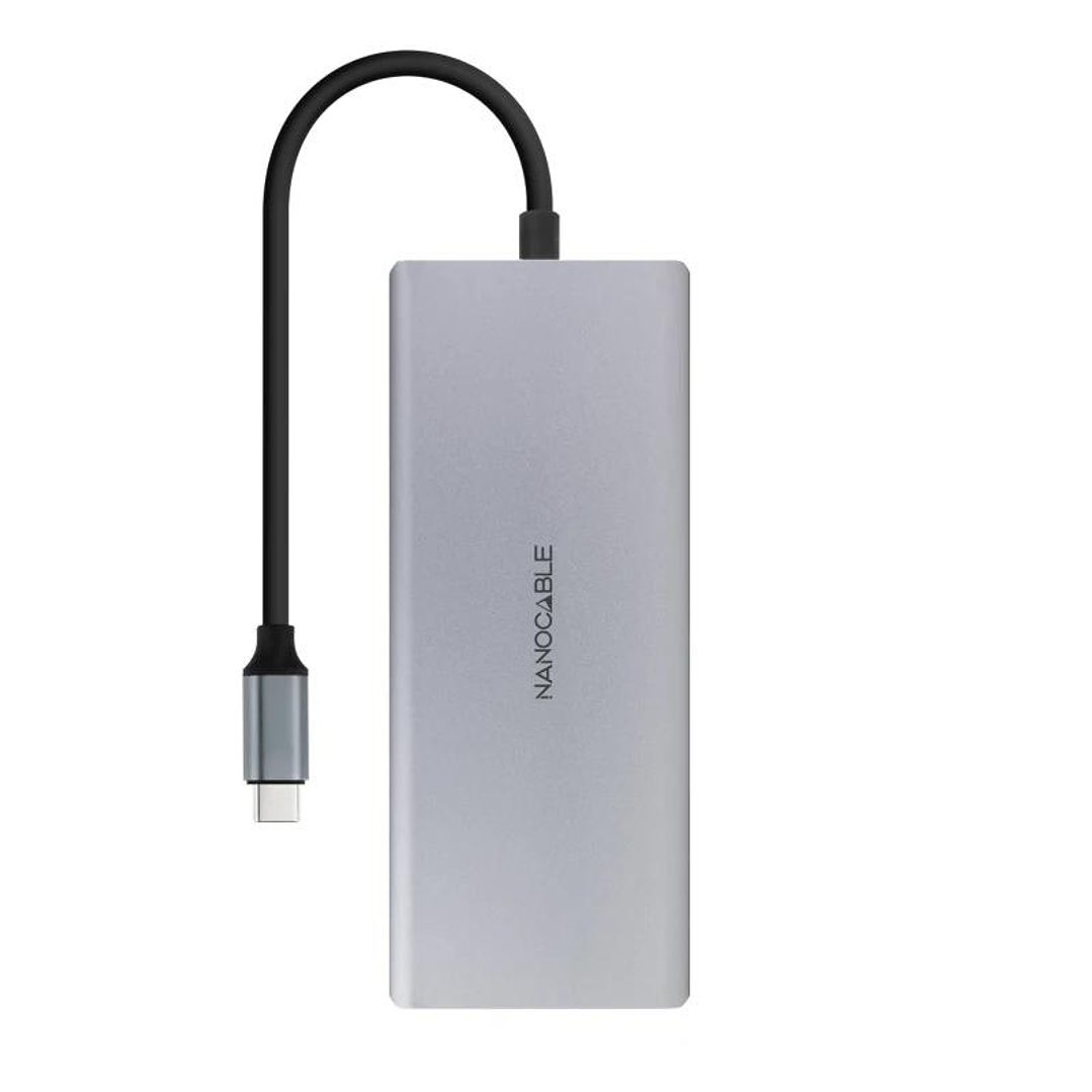 Nanocable Hub 12en1 USB-A/C+HDMI+DP+RJ45+TF+SD+AU 2