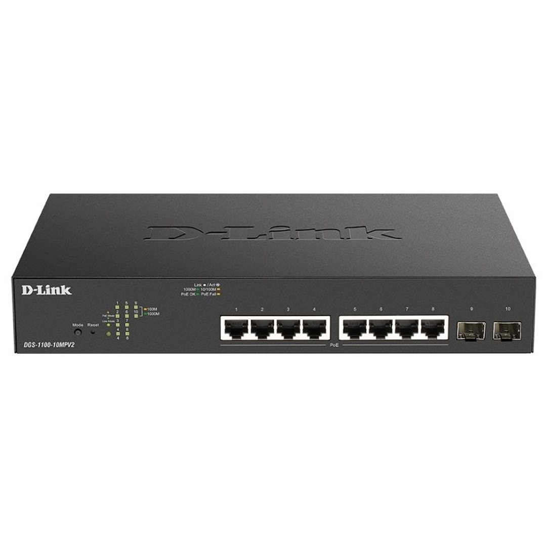 D-Link DGS-1100-10MPV2/E Switch 8xGb PoE+ 2xSFP 1