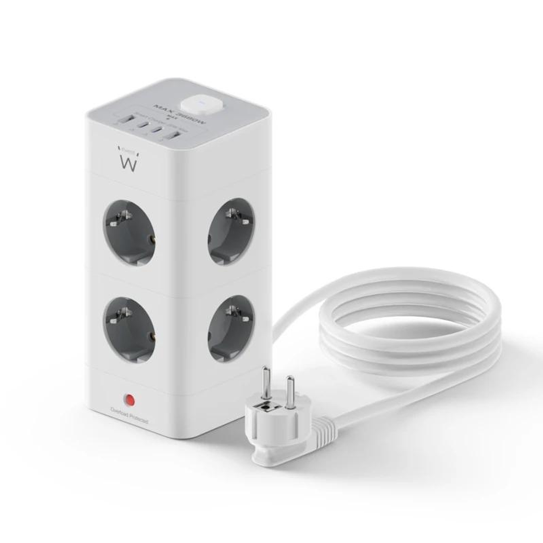 Ewent EW3864 Regleta 8 Tomas SHUCKO +2USB-A+2USB-C 1