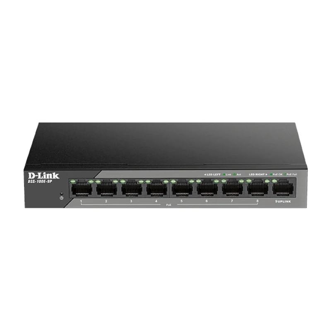 D-Link DSS-100E-9P Switch 9x10/100 LR PoE Surveill 1