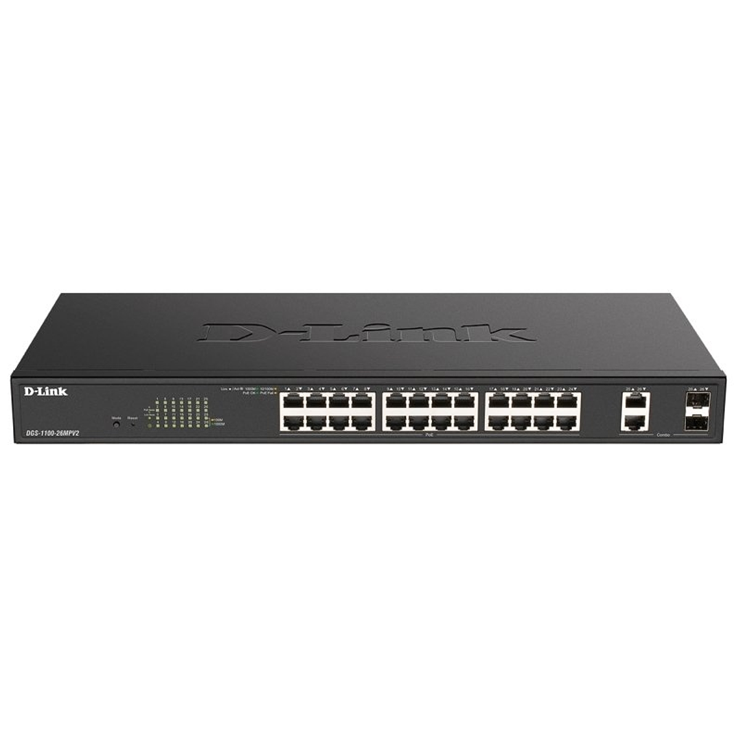 D-Link DGS-1100-26MPV2/E Switch 24xPoE+ 2xSFP Comb 1
