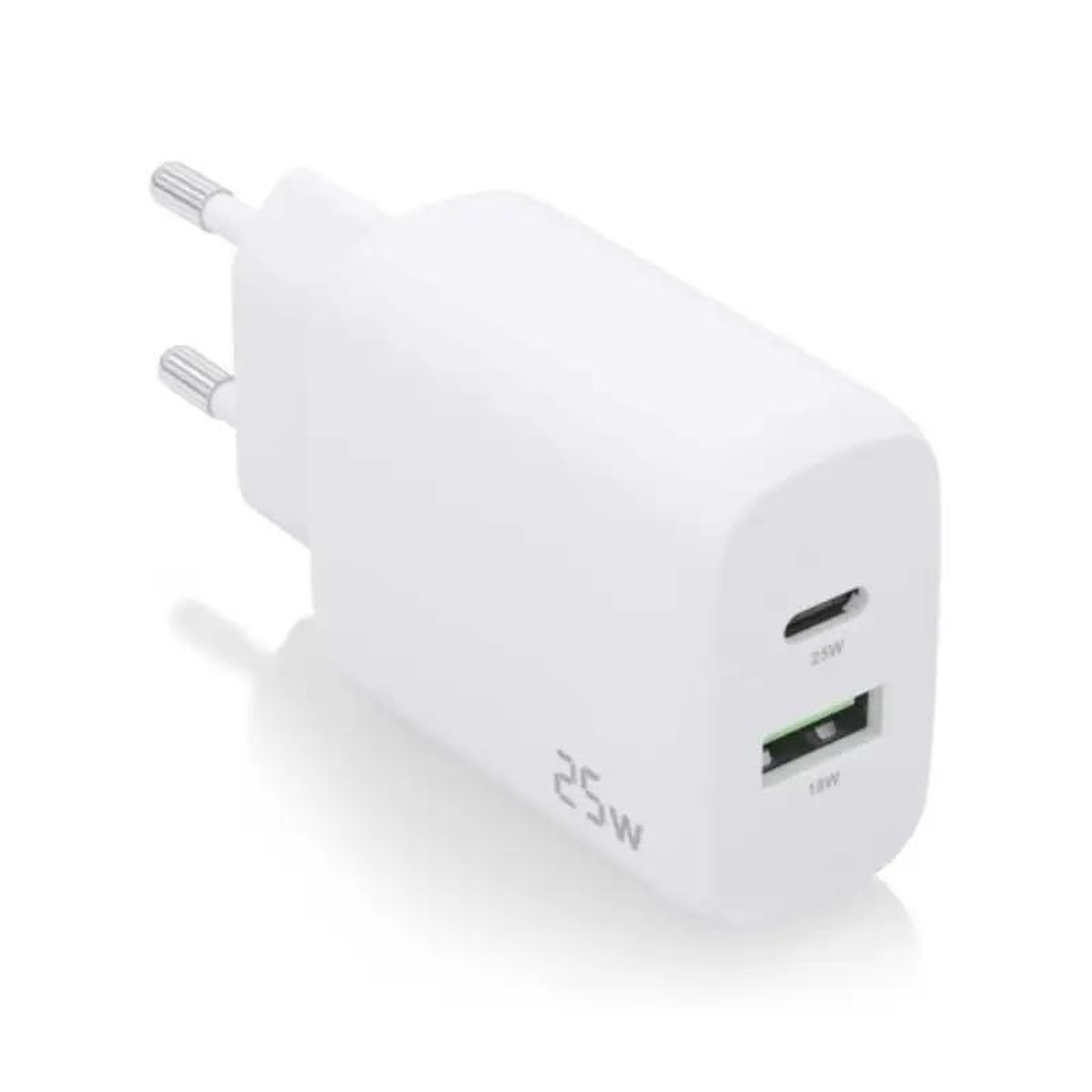 Aisens Cargador USB-C PD3.0 USB-A QC3.0 25W Blanco 1