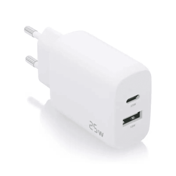 Aisens Cargador USB-C PD3.0 USB-A QC3.0 25W Blanco 1