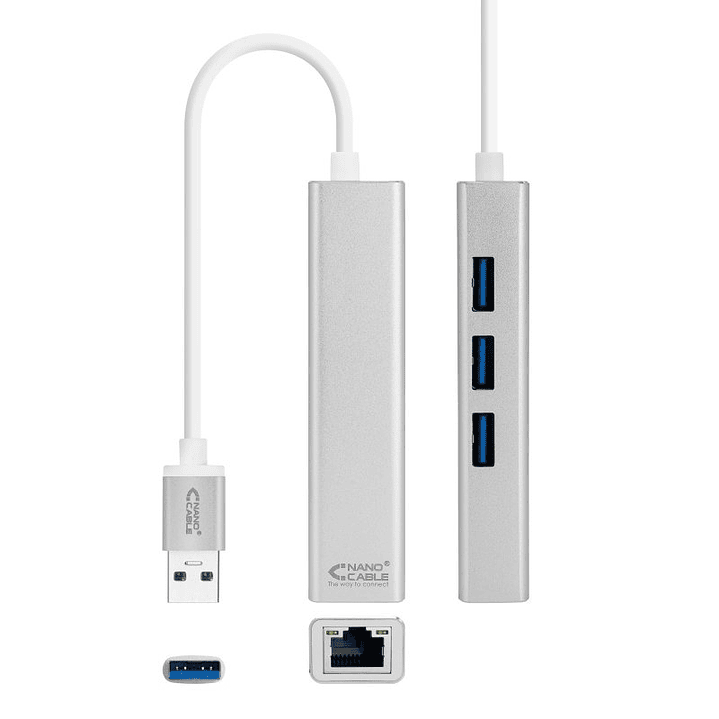 Nanocable Conversor USB 3.0 Ethernet + 3xUSB 3.0 1