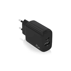 Aisens Cargador USB-C PD3.0 USB-A QC3.0 25W Negro