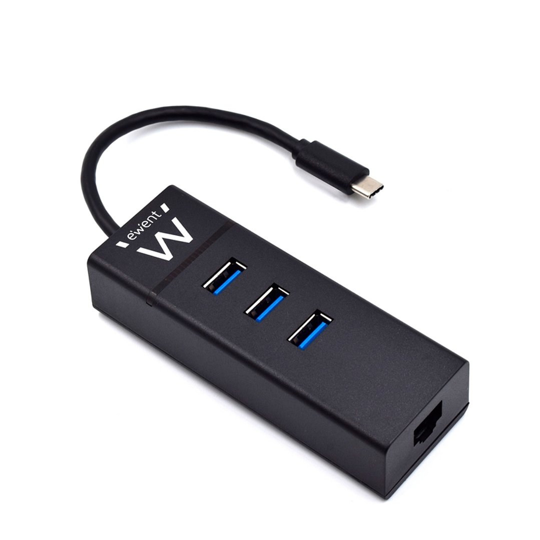 EWENT EW1141 Hub Tipo-C 3Pts.USB 3.1+1pto. GIGABIT 1