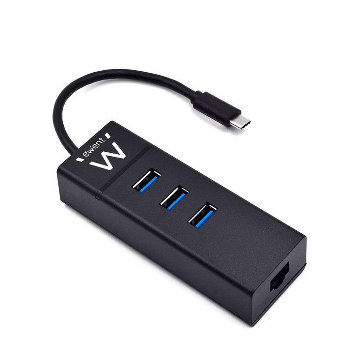 EWENT EW1141 Hub Tipo-C 3Pts.USB 3.1+1pto. GIGABIT 1