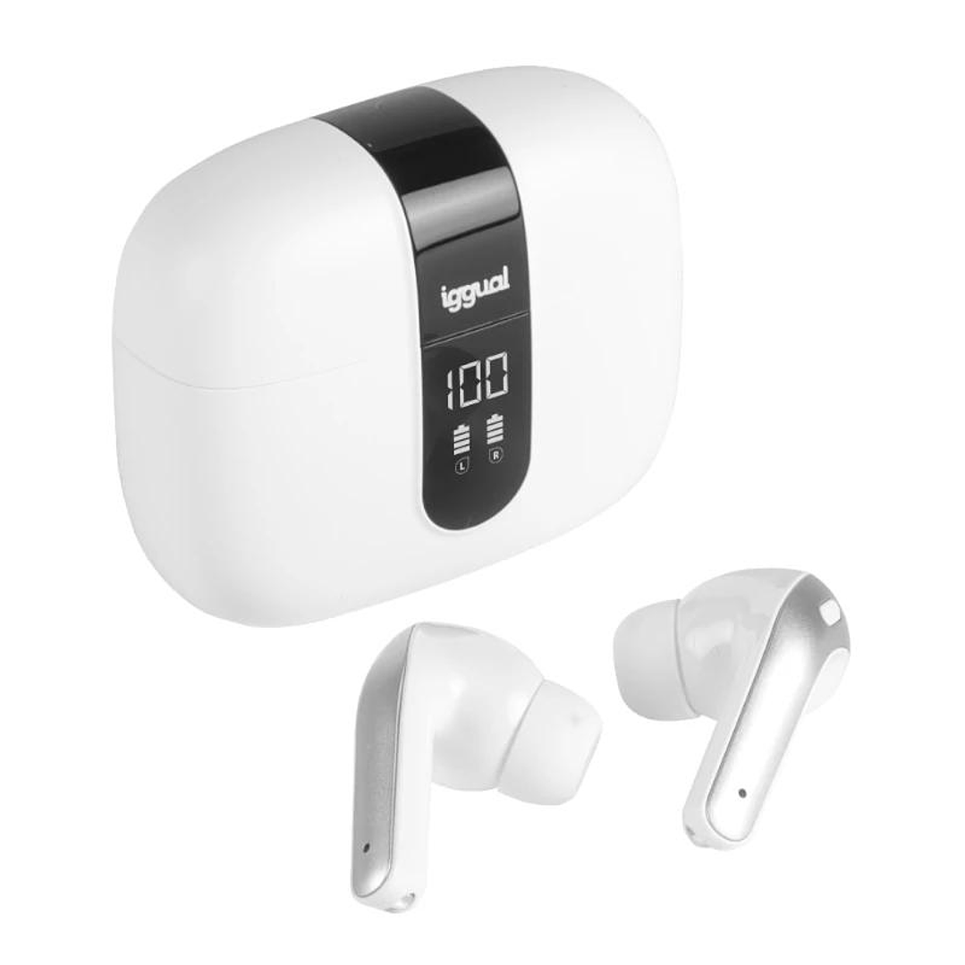 iggual Auriculares inalámbricos TWS Bluetooth blan 1