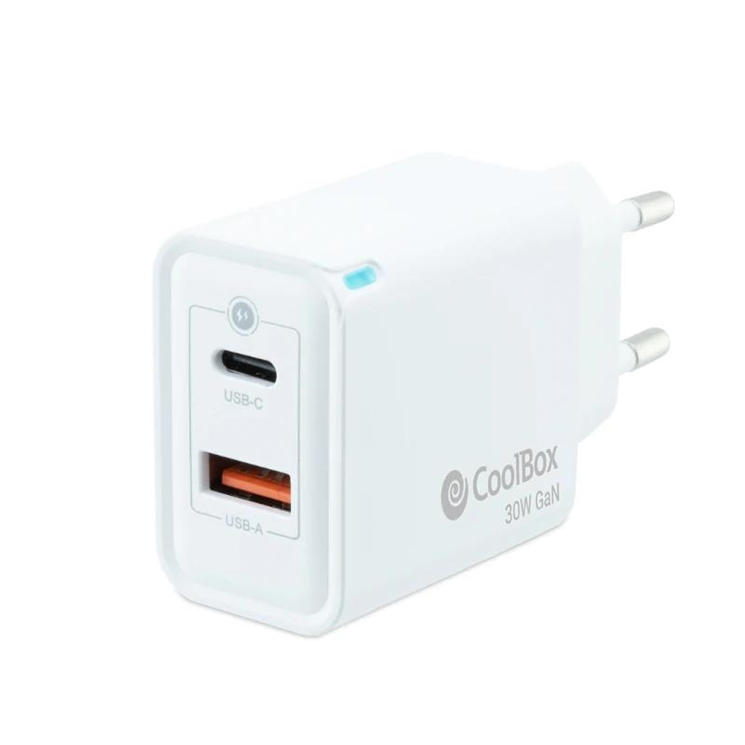Coolbox Cargador Gan 30W USB-C/USB-A PARED 1