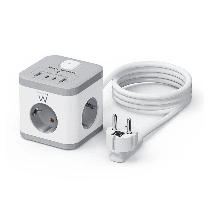 Ewent EW3863 Regleta 3 Tomas SHUCKO+2USB-A+2USB-C 1