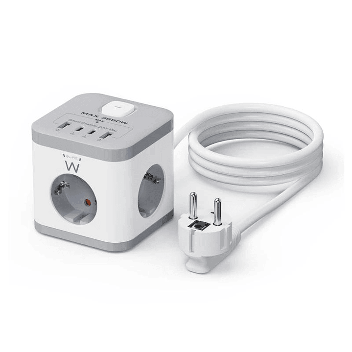 Ewent EW3863 Regleta 3 Tomas SHUCKO+2USB-A+2USB-C 2