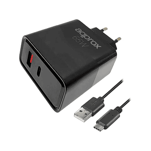 APPROX CARGADOR 65W QC 1 X USB A+ 1 X USB C+CABLE