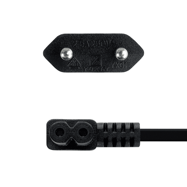 Nanocable Cable Alim. forma 8 Acodado CEE7/C7 1.8m 3