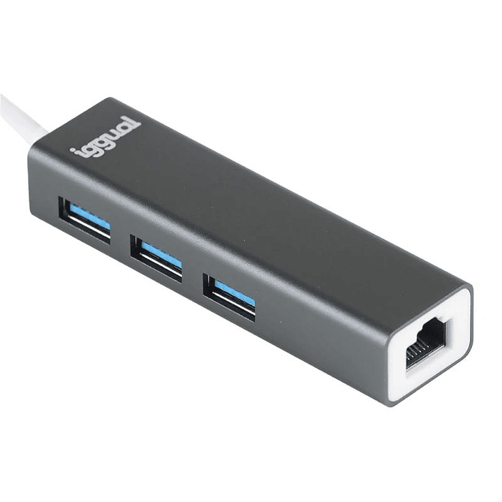 iggual Hub USB-A 3 puertos USB 3.0 + RJ45 Gigabit 3