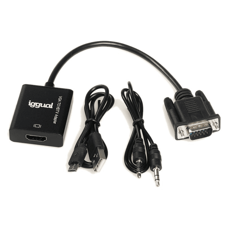 iggual Adaptador VGA a HDMI + audio + microUSB 1