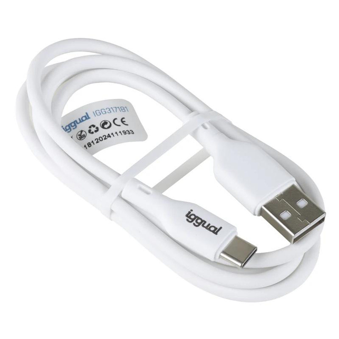 iggual Cable USB-A/USB-C 100 cm blanco Q3.0 3A 2