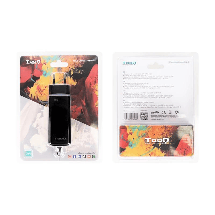 Tooq Cargador portátil GAN USB-C PD 45W Cúbico 4
