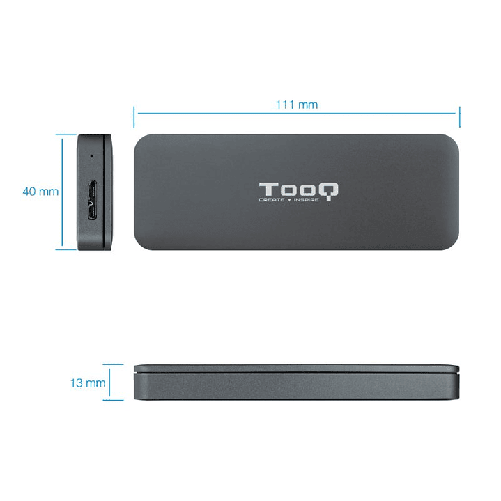 Tooq Caja Externa para discos SSD M.2 NGFF USB 3