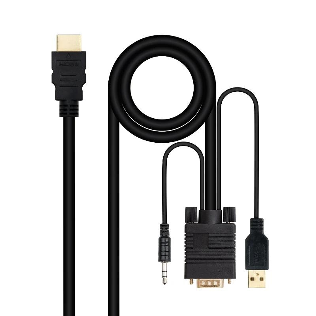 Nanocable Conversor HDMI a VGA-Jack-UBS, 1.8 m 1