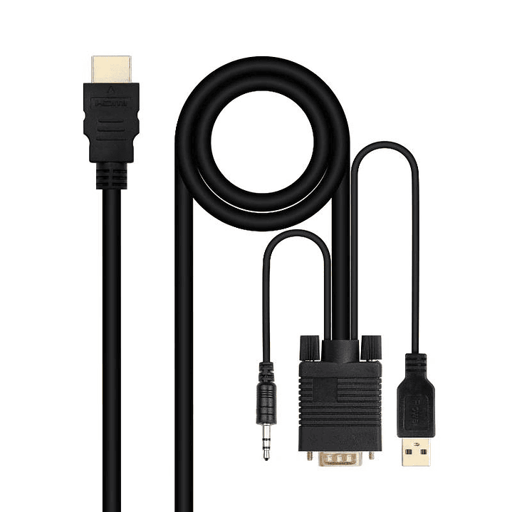 Nanocable Conversor HDMI a VGA-Jack-UBS, 1.8 m 1