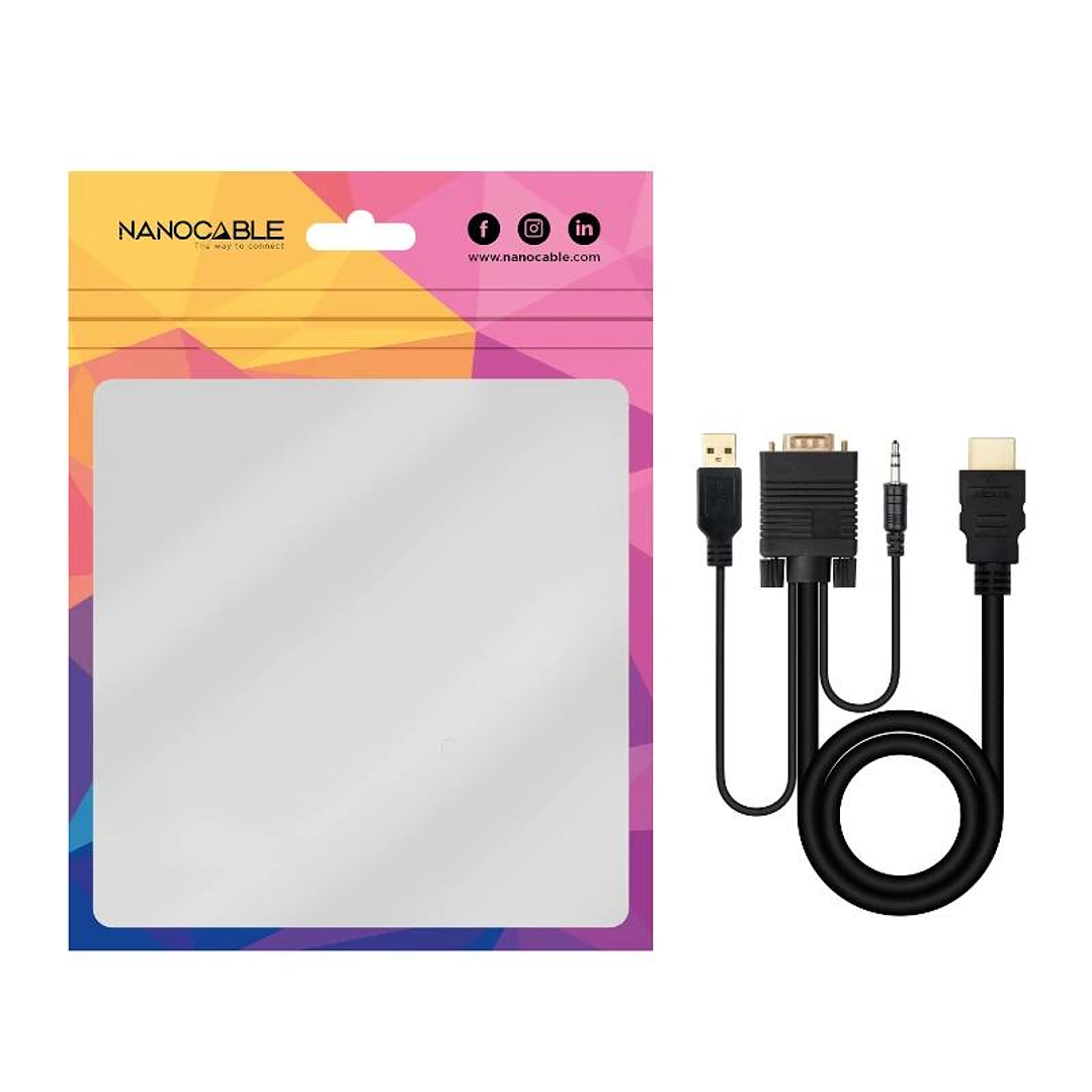 Nanocable Conversor HDMI a VGA-Jack-UBS, 1.8 m 4