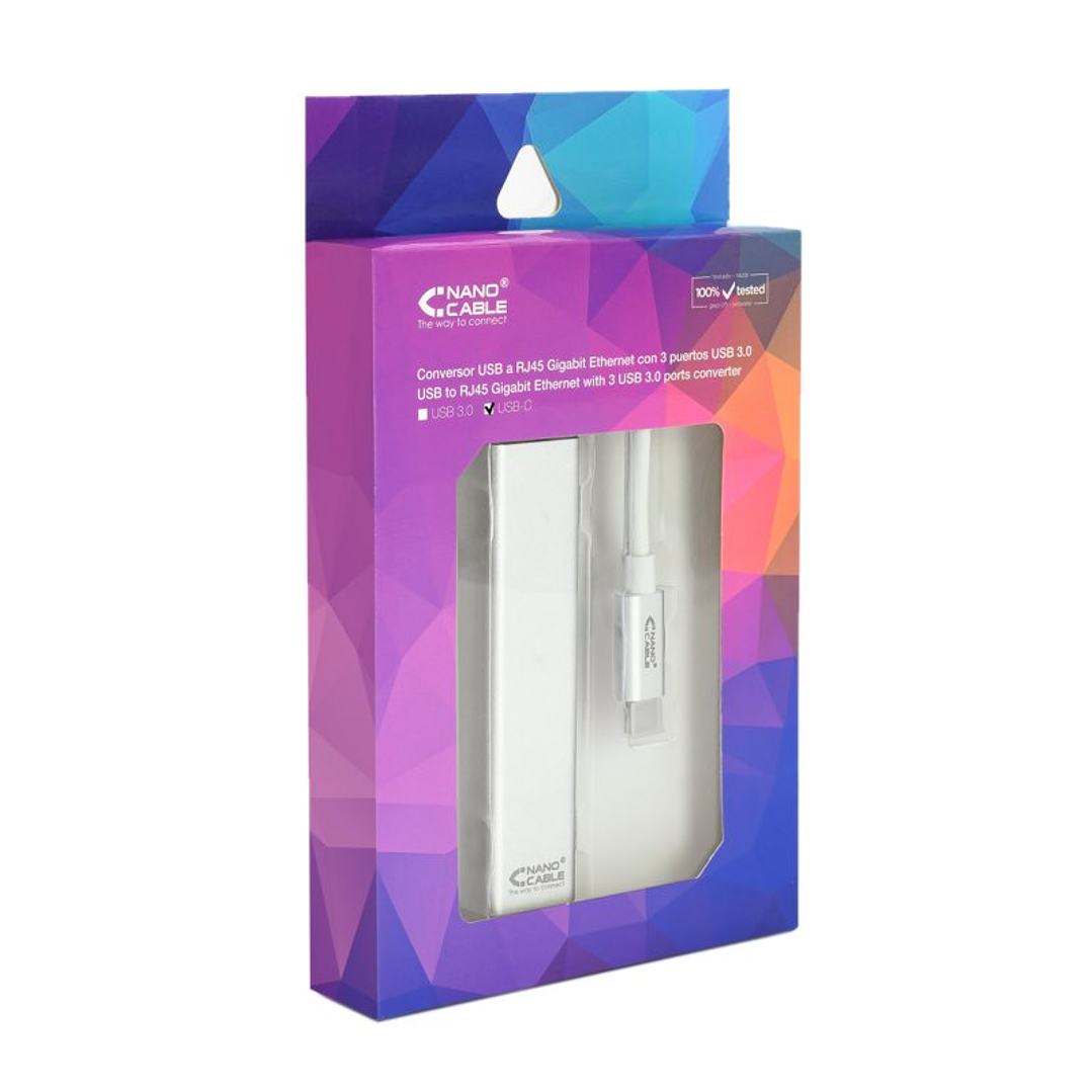 Nanocable Conversor USB-C Ethernet +3xUSB 3.0 3