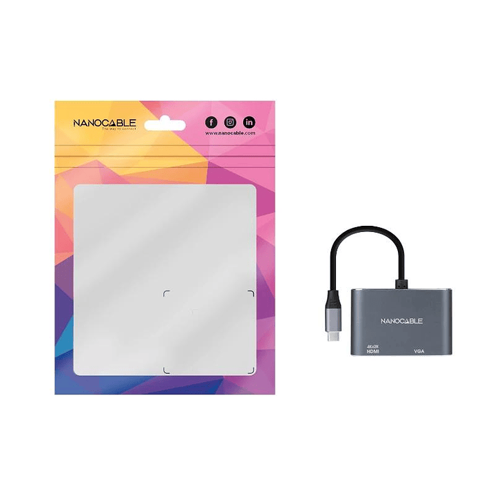 Nanocable Conversor USB-C/M a HDMI-VGA/H 15 cm 3