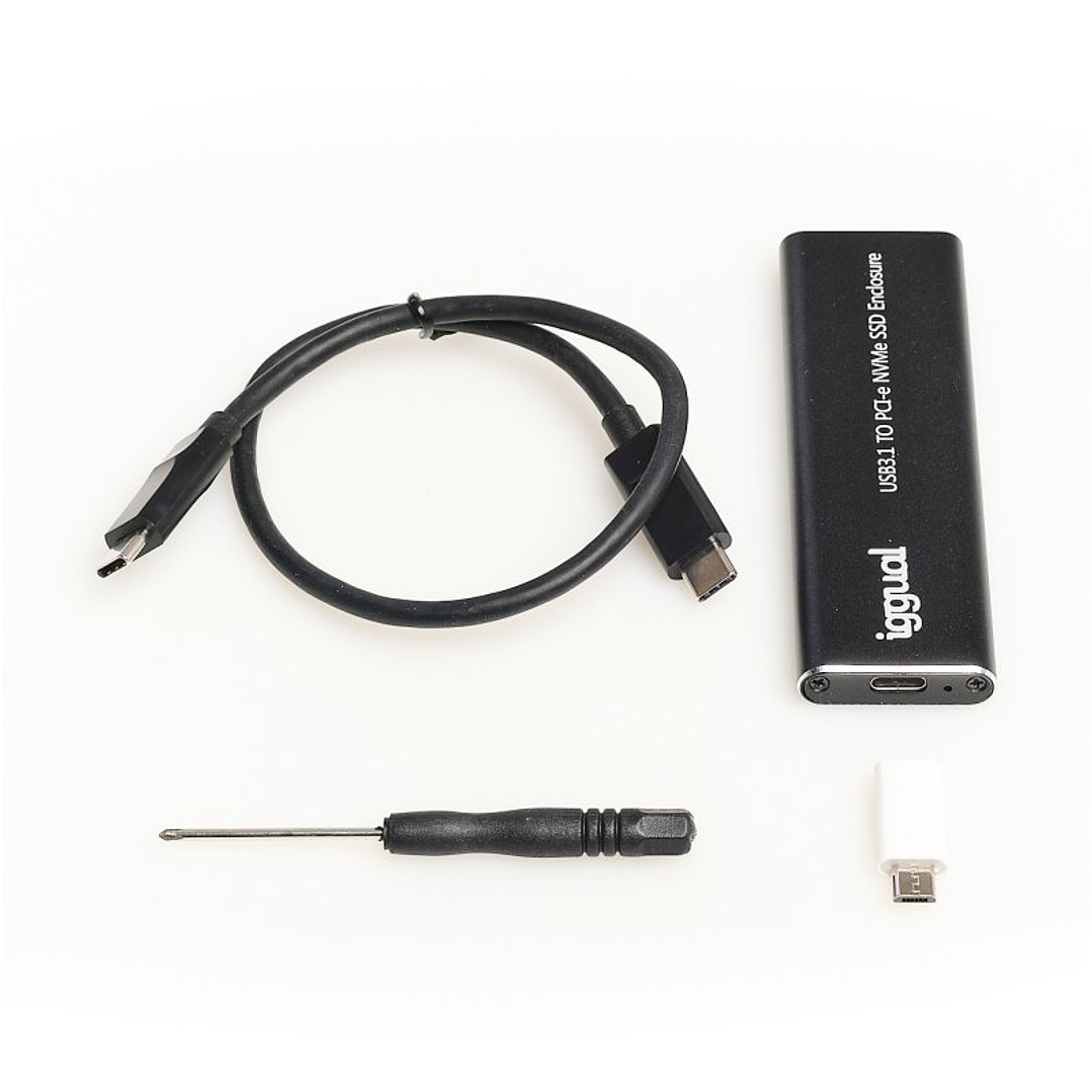 iggual Caja externa USB-C 3.1 SSD M.2 NVMe y SATA 3
