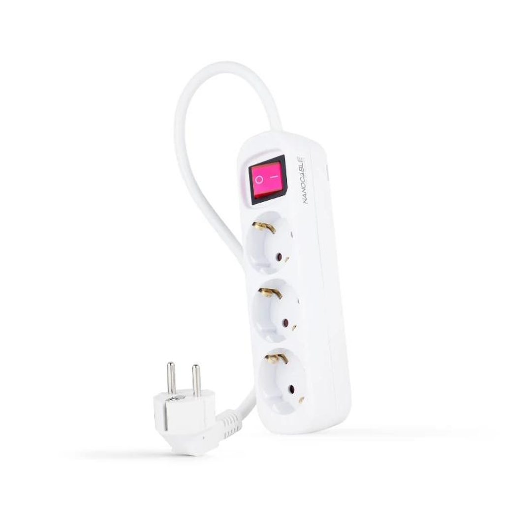 Nanocable Regleta 3 Tomas Interruptor Blanco 1