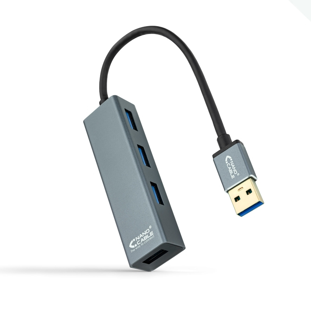 Nanocable Hub USB 3.0 4 x USB 3.0 10cm. Gris 1