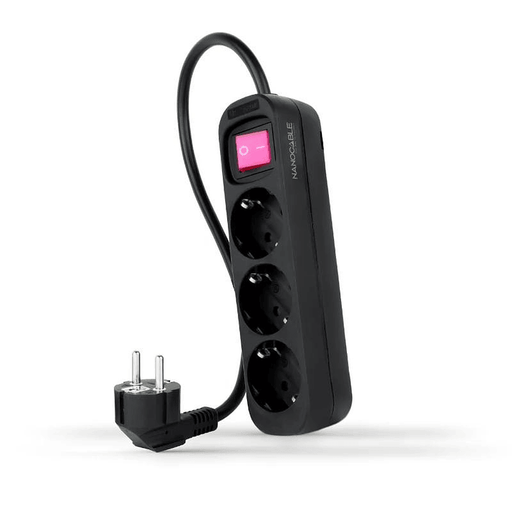 Nanocable Regleta 3 Tomas Interruptor Negro 1