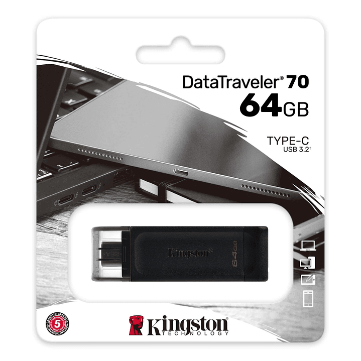Kingston DataTraveler DT70 64GB USB C 3.2  Negro 3
