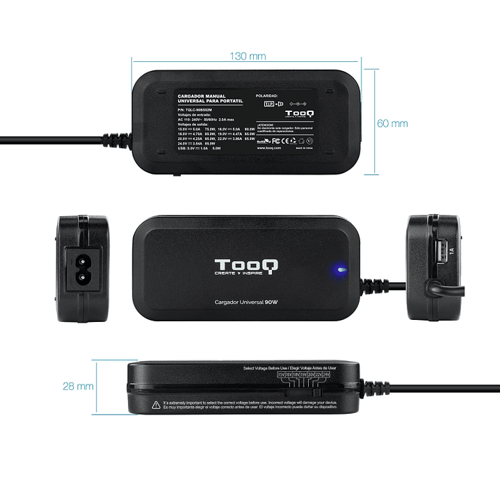 Tooq Cargador portátil 90W manual 12 conectores 3