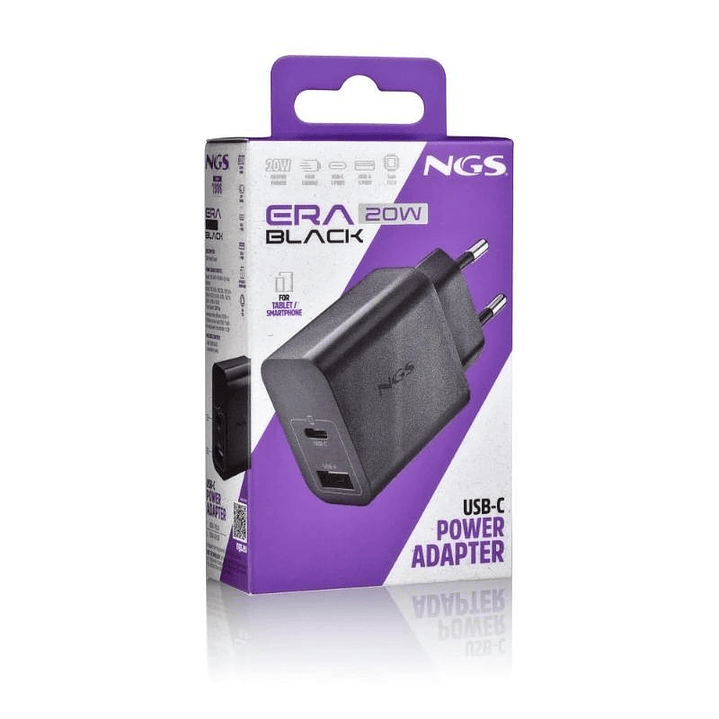 NGS CARGADOR GAN ULTRARAPIDO 20W USB-C+ USB-A 3