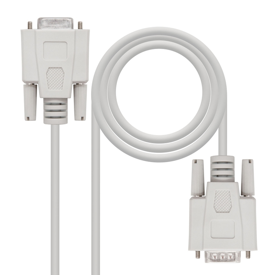 Nanocable Cable Serie RS232, DB9 M-H, Beige, 1.8m 1
