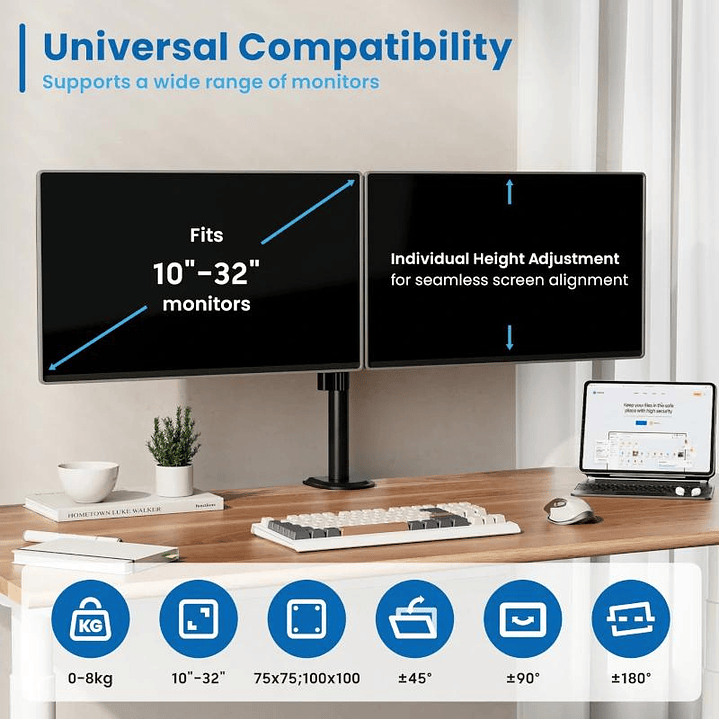 EWENT EW1512 Soporte mesa 2 monitor 13-32